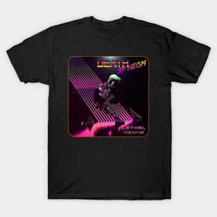 Death By Neon Official Single Logo Design Cover - Lethal Neons - Synthwave Retrowave Darkwave Berlin School T-Shirt